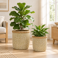 Cesto Branco para Plantas em Fibra Natural