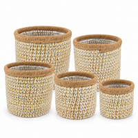 Cesto Branco para Plantas em Fibra Natural