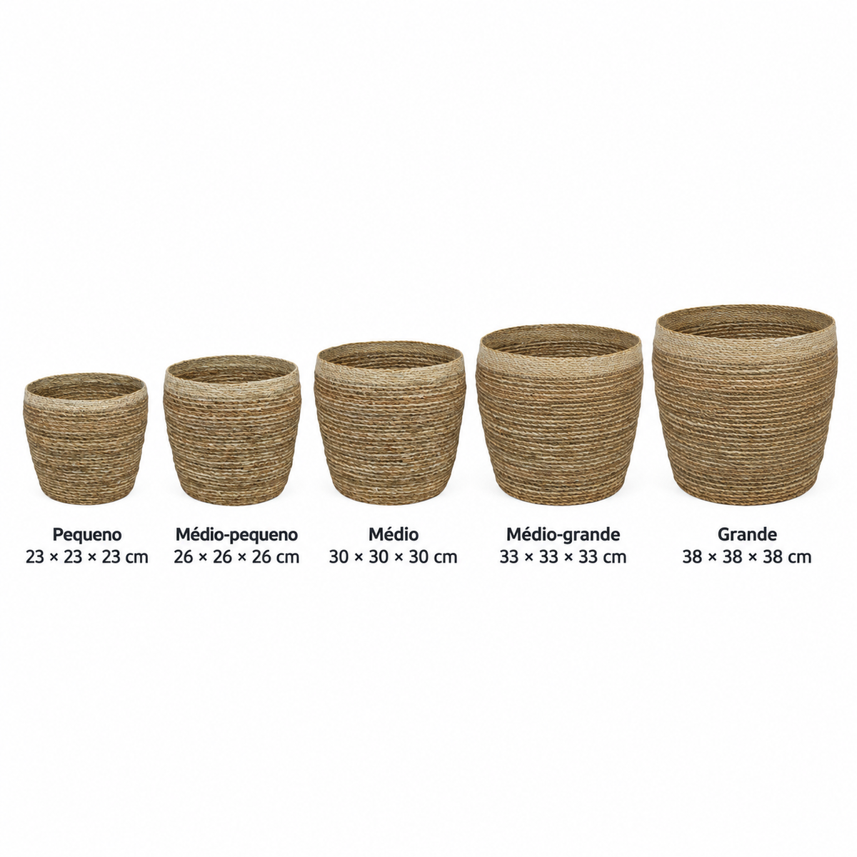 Cesto Redondo para Plantas em Erva-Marinha Natural