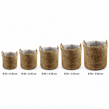 Panier pour plantes en jacinthe d’eau avec anses