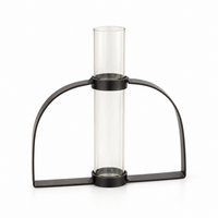 Jarrinha minimalista de vidro em arco preto bioma plants