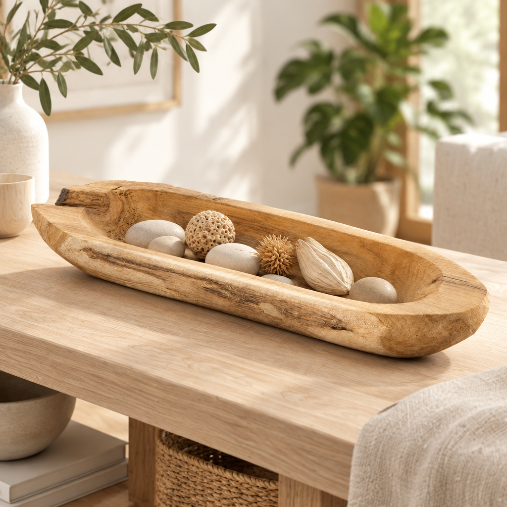 Centro de Mesa en Madera de Teca Natural