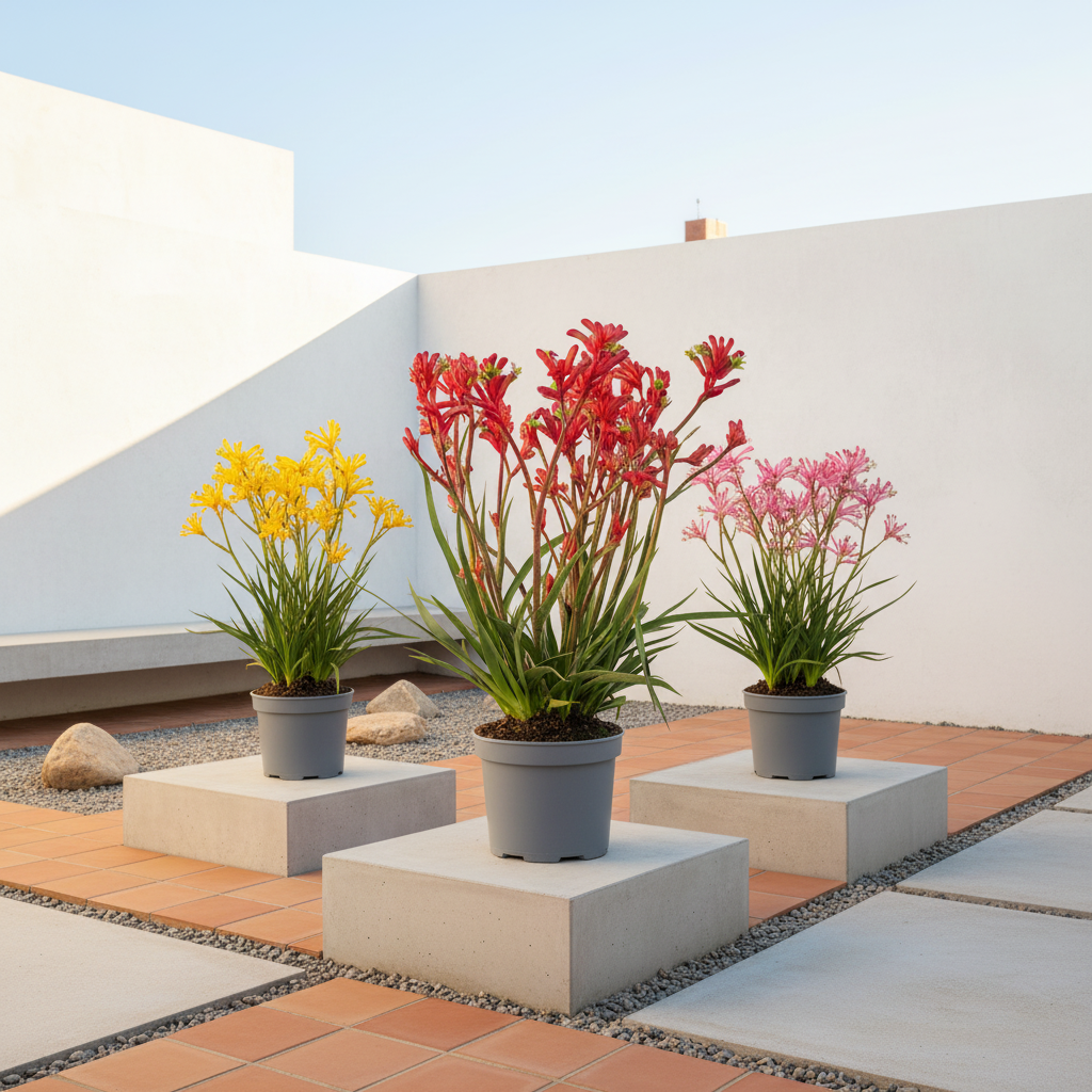Anigozanthos Pata de Canguru em vasos decorativos