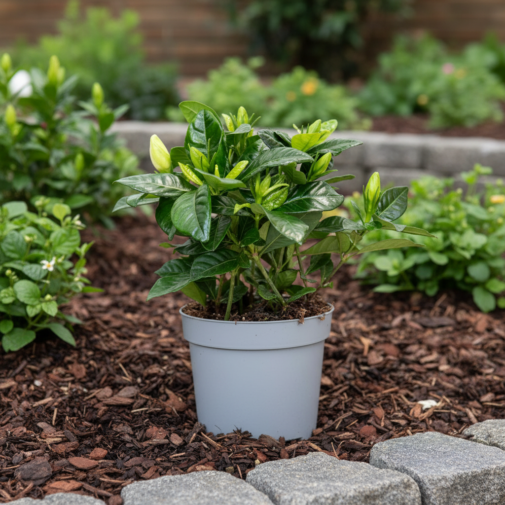 gardenia num canteiro exterior